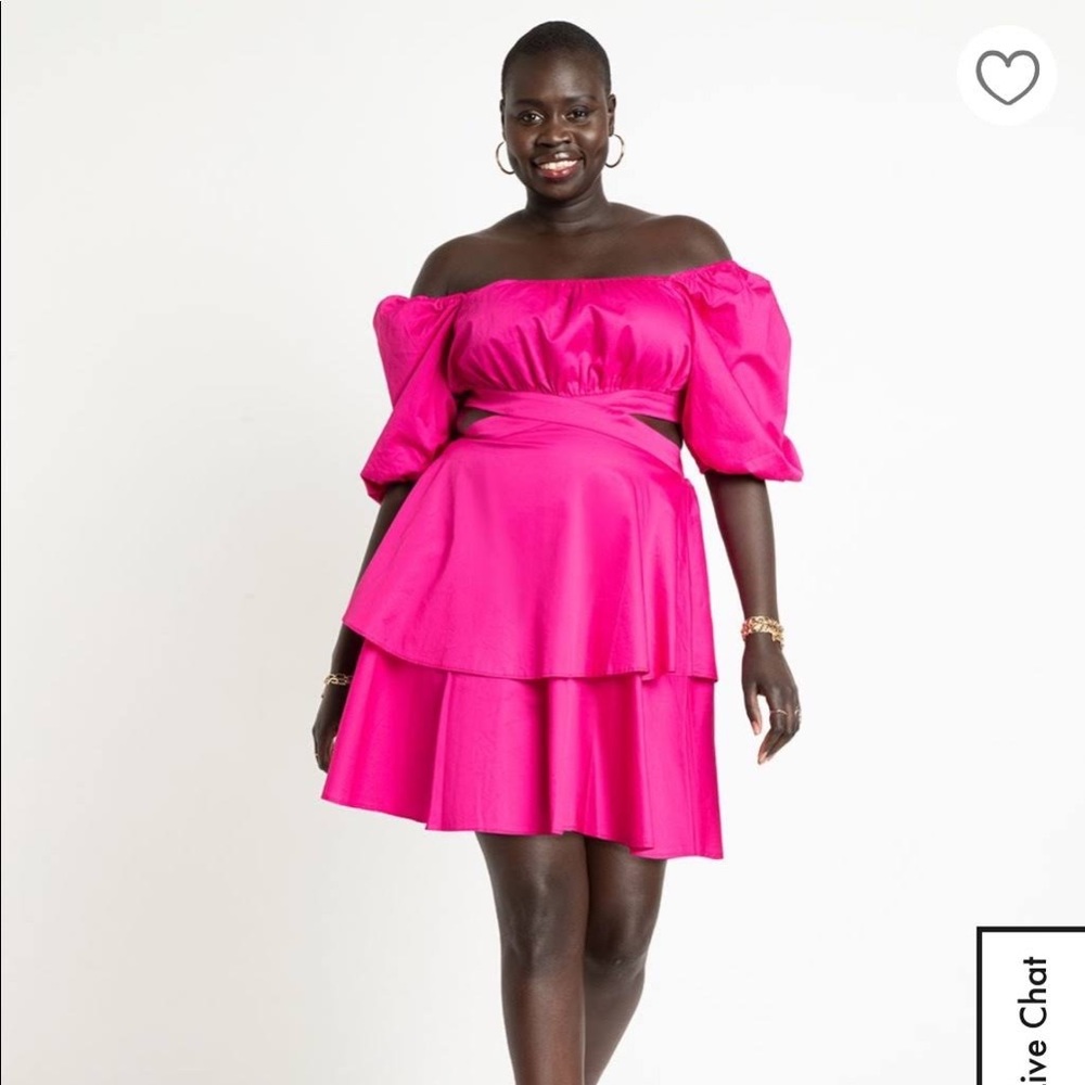 Eloquii hot pink plus size cutout ruffle dress